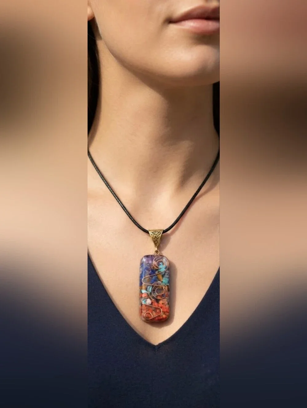 7 Chakra Orgone Energy Healing EMF Protection Pendant Necklace